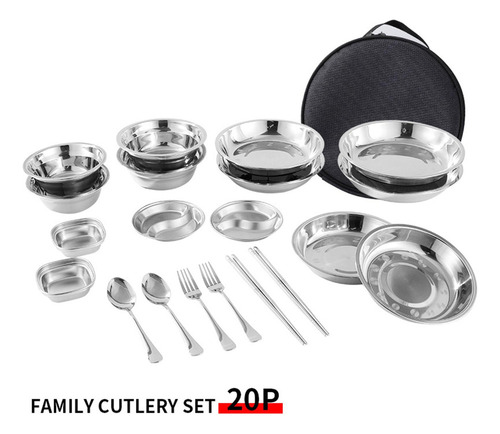 Platos Y Tazones De Acero Inoxidable, Juego De 20 Piezas L