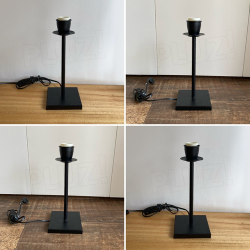 Lámpara Velador Base Cuadrada Sin Pantalla Hierro Chap Negro