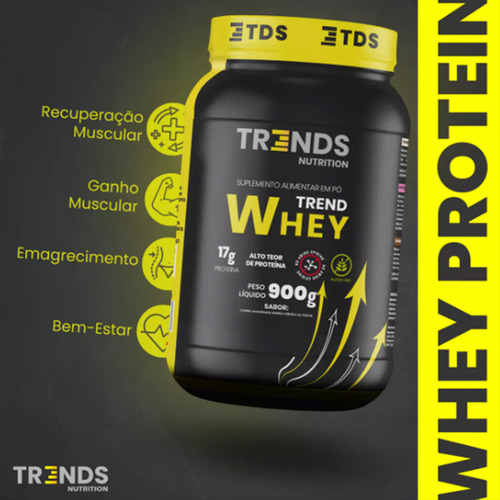 Combo 2x Whey Protein Concentrado Blend Proteinas Pote 900g Sabor Morango