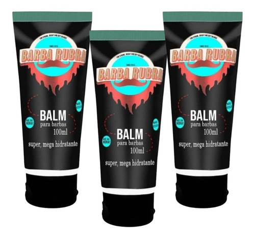 Kit Balm Para Barba Com 3 Unid 100ml Barber Shop Barba Rubra