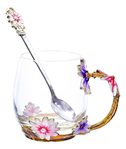 Taza De Té De Cristal Transparente Con Cuchara, Diseño De Ma