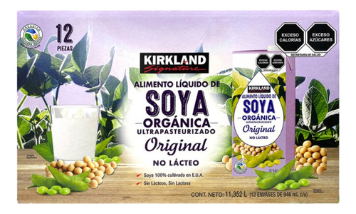Bebida De Soya Organica Kirkland Signature 12 Pz 946ml Leche