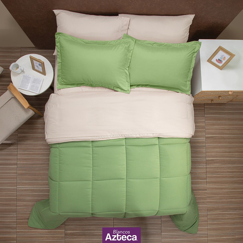 Set 7 Pzs Edredón Down Doble Vista King Size Con Fundas