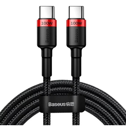 Cable Baseus Carga Flash Pd2.0 100w Usb-c 2m Rojo Y Negro