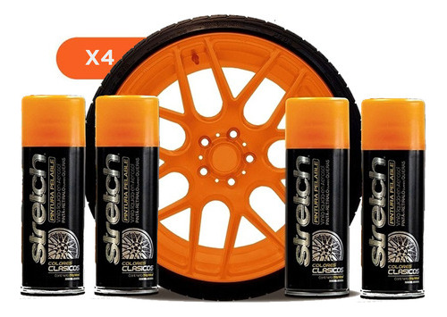 Kit Stretch X4 Pintura Moto Chica Naranja Removible Spray