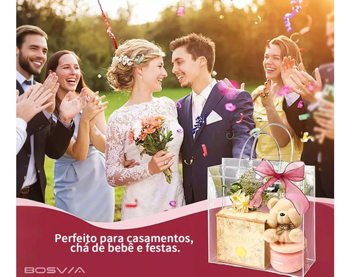 30 Fiestas Bolsas De Regalo Con Asa Transparente 17x23x