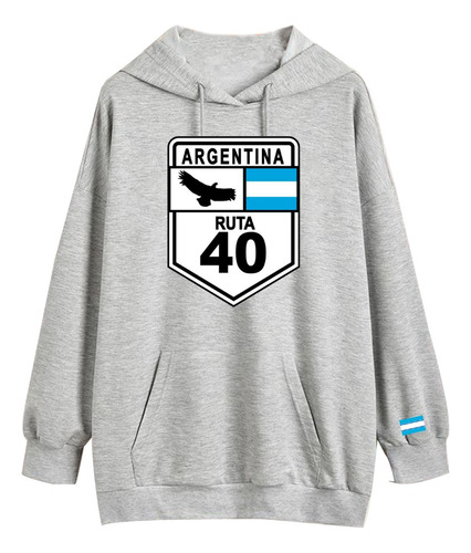 Buzo Argentina Ruta 40   Frizado   Logo Algodon Unisex