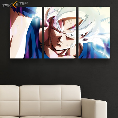 Cuadro Triptico Goku Ultra Instinto Dominado Arte Canvas | Envío gratis