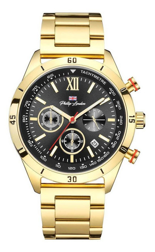 Relógio Philiph London Masculino Pl80319645m Pr N Dourado