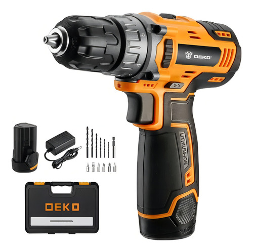 Parafusadeira Furadeira Deko Com 2 Baterias 12v 3/8'' 127/220V Cor Amarela Frequência 50 Hz x 60 Hz