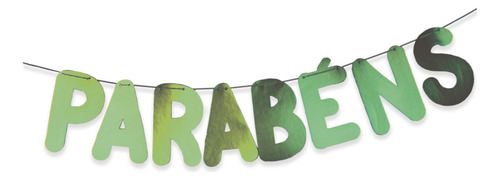 Faixa Decorativa Metalizada - Parabéns - 01 Un. Cor Verde