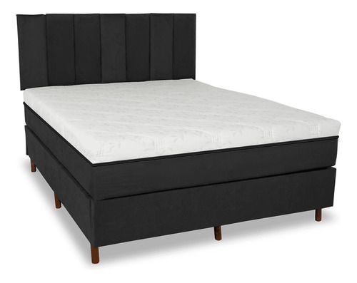 Eco New Colchões Luxo Eco New colchão magnético cor preto Casal 5 funções com cama box e cabeceir