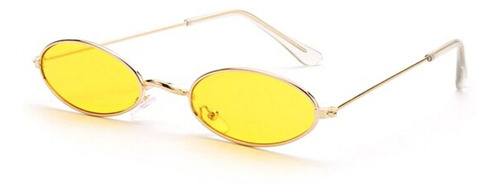  Gafas Ovaladas Amarillas Marco Dorado Retro Unisex 