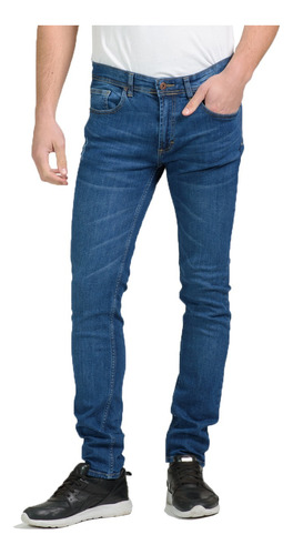 Jean Azul Slim Fit Elastizado Moda Hombre Mistral 50130