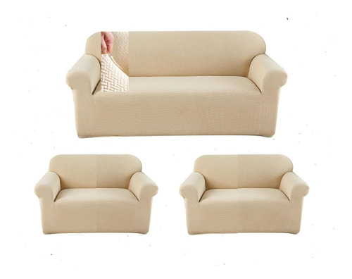 Funda Texturizada Protextora Cubre Sillon 3+1+1  Beige C