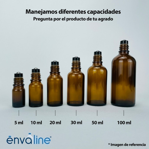 Frasco Roll On 10 Ml Vidrio Canica Metálica 300pzs