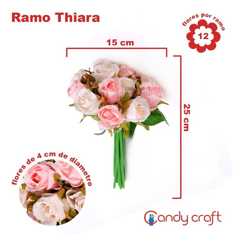 Imagen 3 de 9 de Ramo Artificial De Novia 12 Rosas - Modelo Thiara!