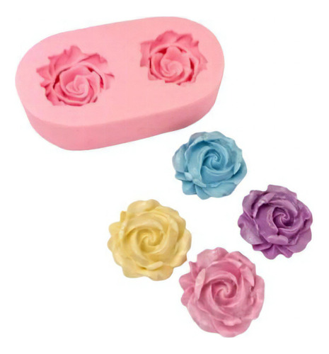 Molde De Silicone 2 Mini Flores Rosas Mod 3