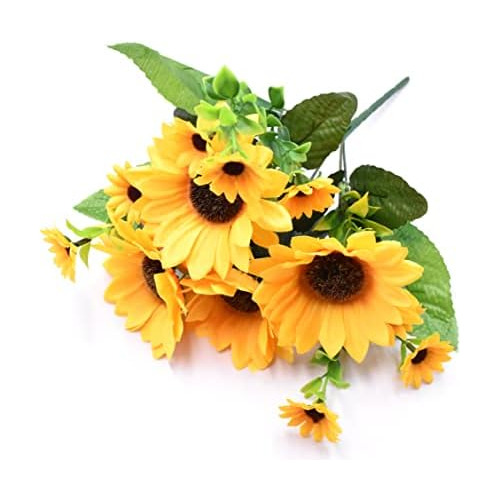 Hermosos Girasoles Amarillos Flores Artificiales Mini R...