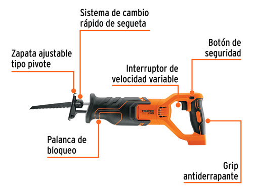 Sierra Sable Inalambrico 20 V Sin Accesorios Truper 103259