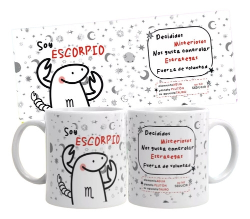 Taza Ceramica Blanca Importada Signos Zodiaco Flork 04