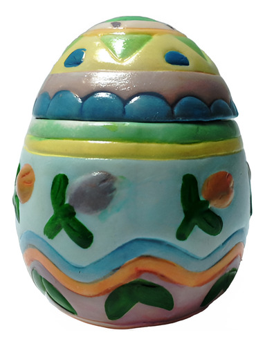 Cofre Porcelana Biscuit Forma Huevo Colores Pastel (Usado)