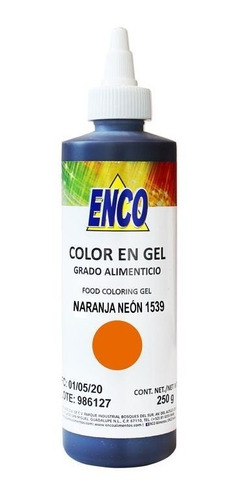 Color Gel Naranja Neon Reposteria 250 Grs. Enco 1539-250