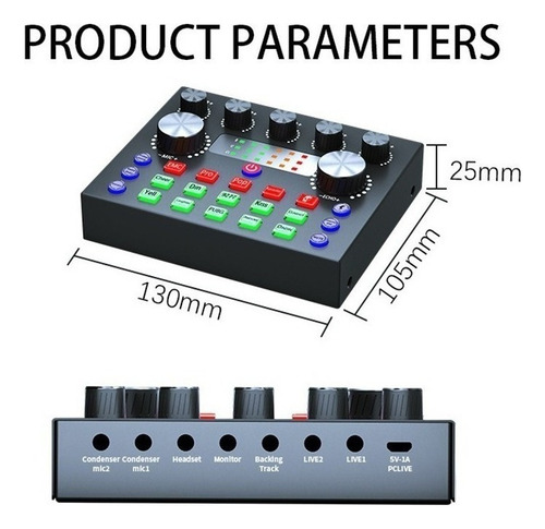 Mezclador De Podcast De Audio Con Tarjeta De Sonido V8s