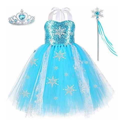 Hjtt Snow Queen Elsa Disfraz Para Niñas Fiesta De Cumpleaños