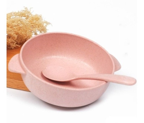 Imagen 3 de 4 de Plato Bowl + Cuchara De Fibra De Bambú Para Bebé Ecofriendly