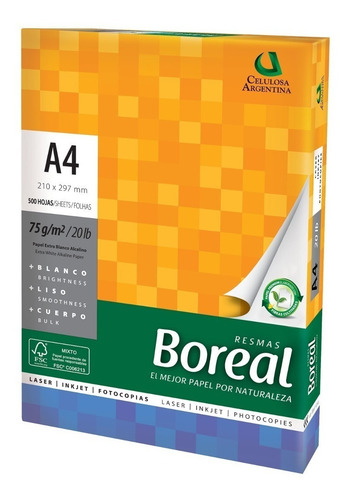 Imagen 4 de 6 de Resma A4 Boreal 75g (caja X5) Dist Oficial Envio Gratis X2 C