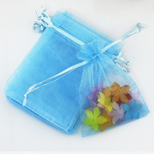 Saco Organza Azul Claro 15x20 Com 50 Unidades Lembrancinha