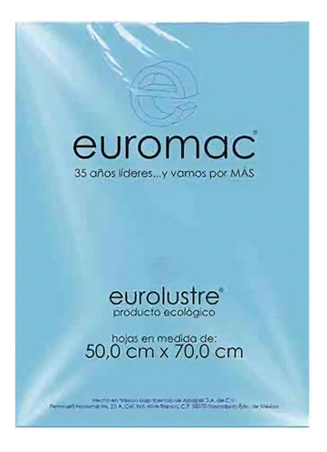 Papel Lustre Euromac El0010 Azul Pastel 50cmx70cm 24 Hojas
