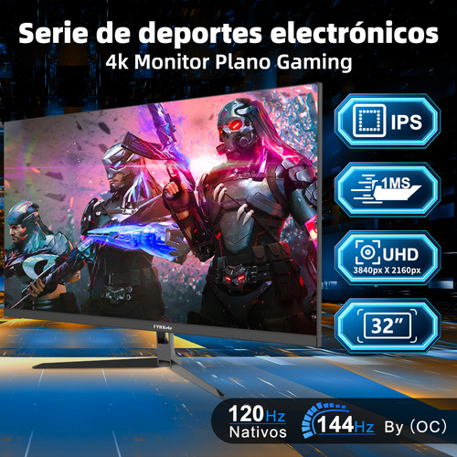 Monitor Gamer Fyhxele 32 Pulgadas Uhd 4k 144hz Ips Led 1ms Amd Freesync Hdmi 2.1 Dp 1.4 Type C Hdr 400 Vesa