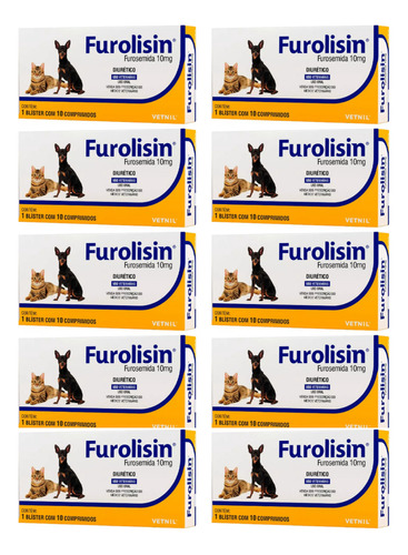 10 Furolisin Comprimido 10 Mg Com 10 Comp Diurético Vetnil