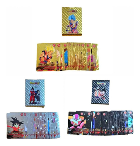 Mazo Carta Dragón Ball Z Metalizado Hologramado 55 Pcs Cole Dorada Inglés