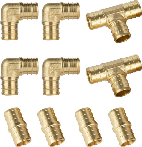 10 Piezas De 3/4 Pulgada Pex Recta (4 Piezas) Codo (4 P...
