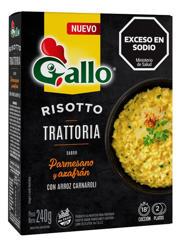 Nuevo! Arroz Gallo Risotto Parmesano Y Azafran Sin Tacc