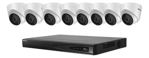 Camara Seguridad Kit Ip Full Poe Hikvision Nvr 16 + 8 Dom 2m Color Blanco