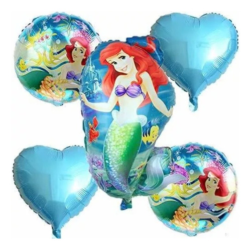 Kit Bouquet Ariel Sirena Globo 3d+estrellas+redondos Ariel