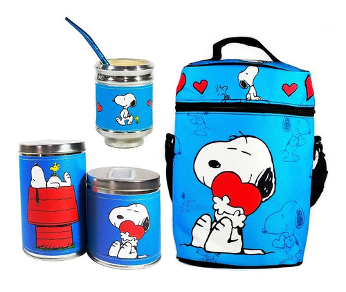 Equipo De Mate Sin Termo Snoopy Perrito Cuero Set Kit Matero