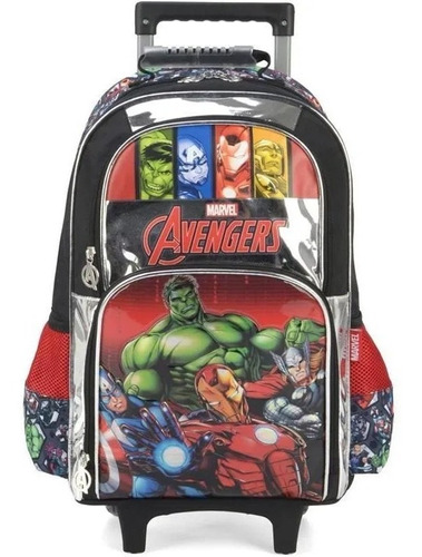 Mochila Carrinho Vingadores Preta/holograf Ic38032ag Luxcel