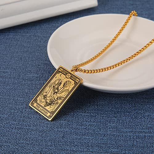 Teamer Collar De Tarot Esqueleto Amuleto De Acero Inoxidable