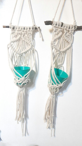 Tapiz Portamaceta Artesanal De Hilo + Maceta N8. Macramé