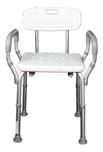 Banco Para Ducha De Aluminio Con Respaldo, Blanco