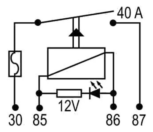 Kit Com 5 Relé Auxiliar 4 Pinos 12v 40a C/ Led E Fusível