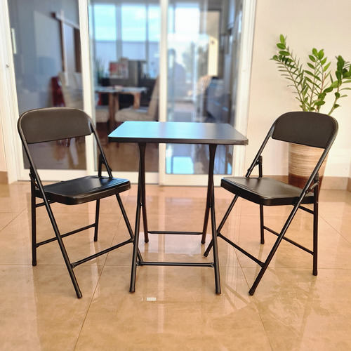 Conjunto Mesa C/ 4 Cadeiras Dobráveis Bar Restaurante Aço