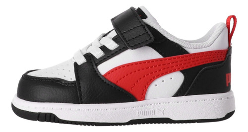 Zapatilla Puma  Rebound V6 Niños Td Negras/blancas/roja