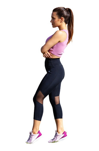 Calza Capri Deportiva Lycra Mujer Ladyfit Con Transparencia