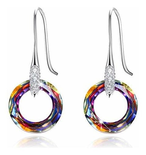 925 Sterling Silver Circle Earrings For Women Austria Crysta